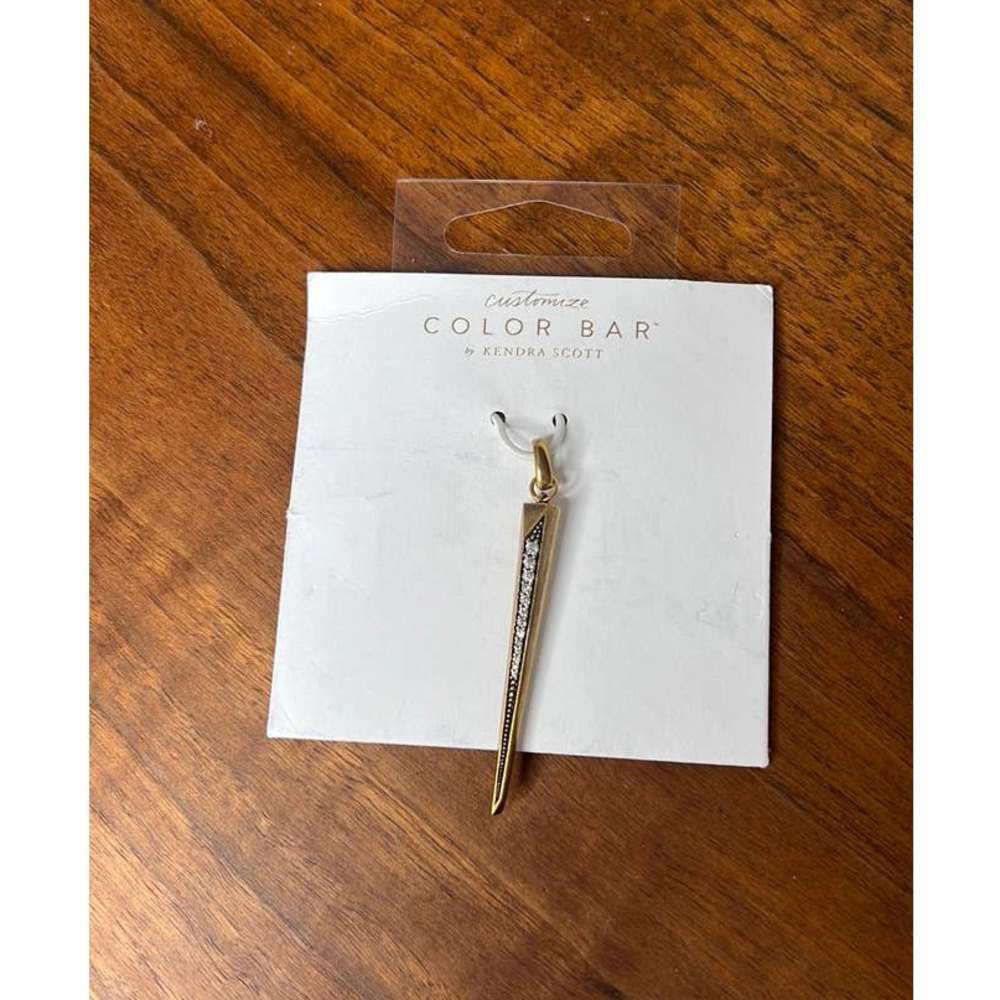 Kendra Scott Customize Color Bar necklace charm spike gold with studs